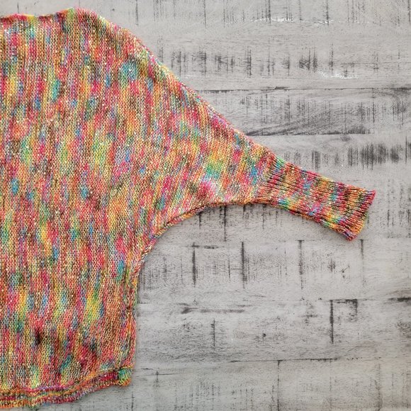 Miss Sasa Rainbow Sequin and Yarn Sweater with Cinched Sleeves - Picture 8 of 16